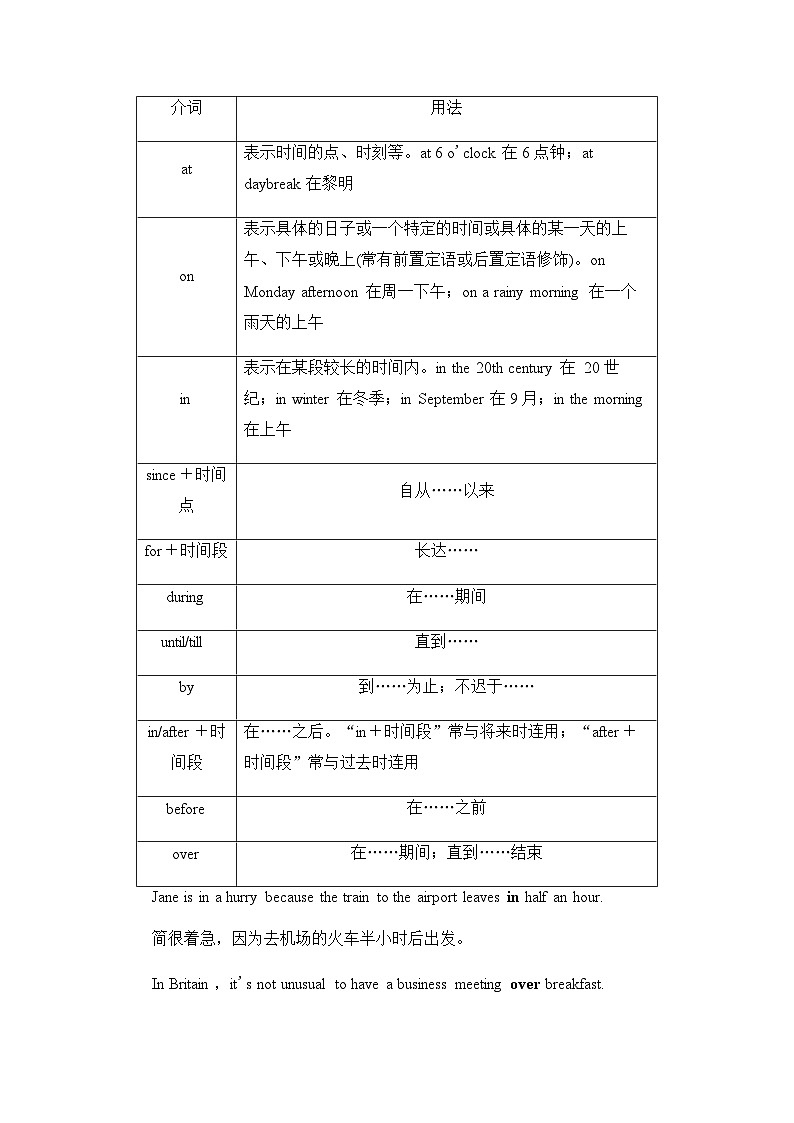 人教版高考英语一轮复习4第2讲介词课时学案02