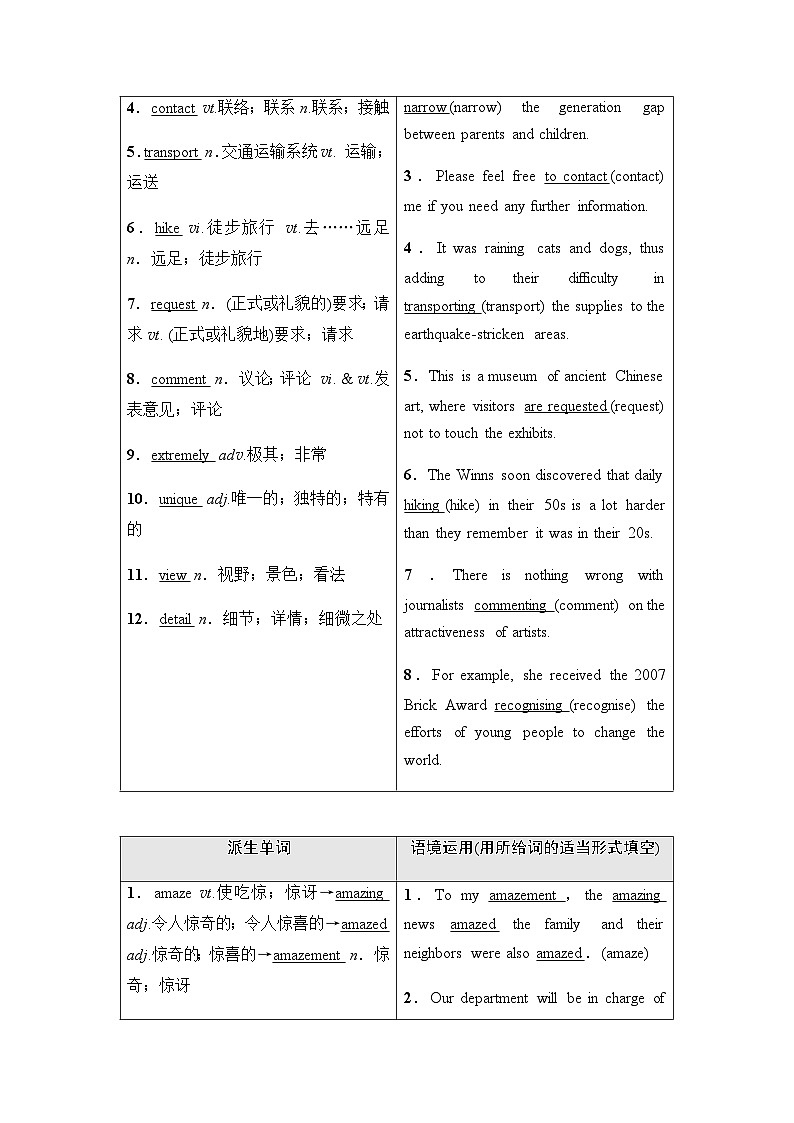 人教版高考英语一轮复习必修第1册UNIT2 TRAVELLING AROUND课时学案02