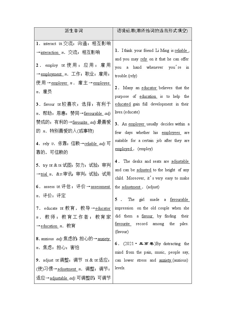 人教版高考英语一轮复习选择性必修第1册UNIT4 BODY LANGUAGE课时学案03