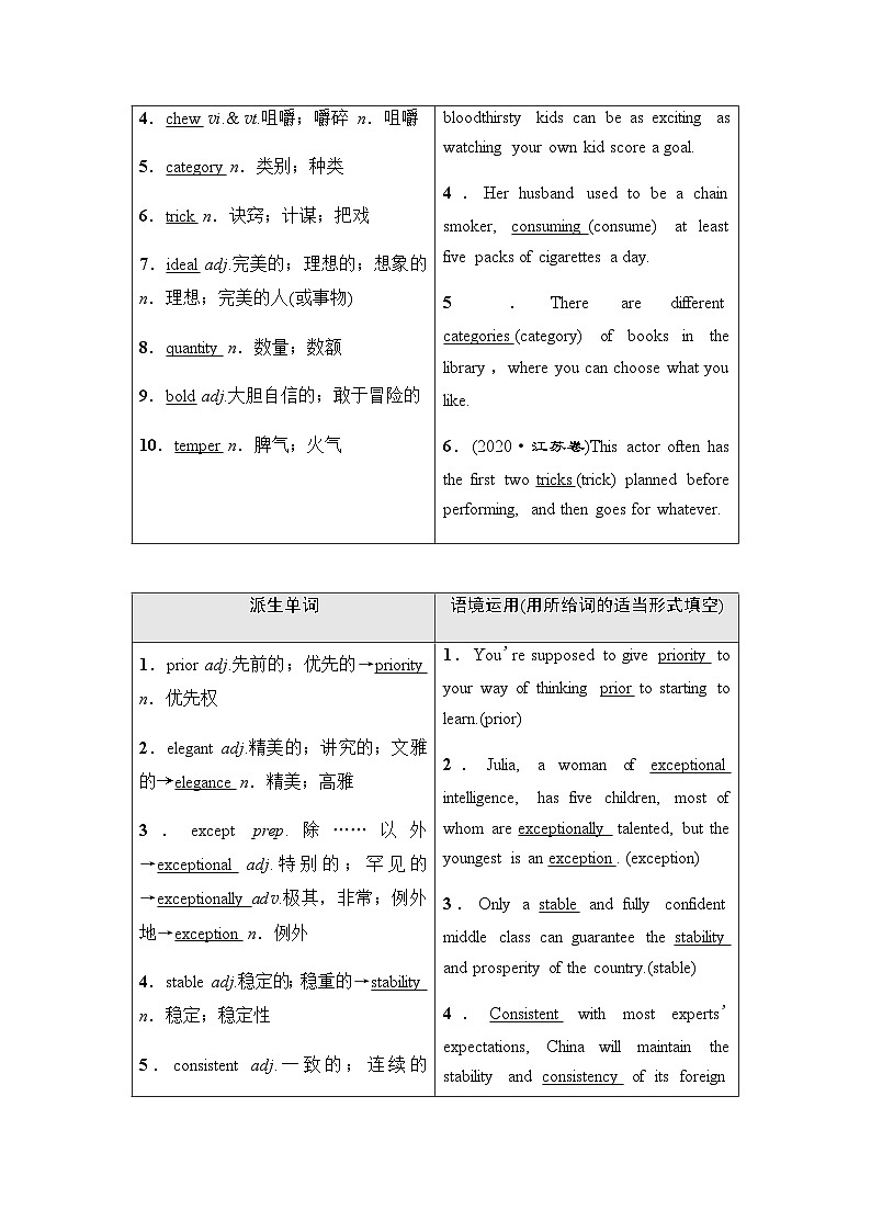 人教版高考英语一轮复习选择性必修第2册UNIT3 FOOD AND CULTURE课时学案02