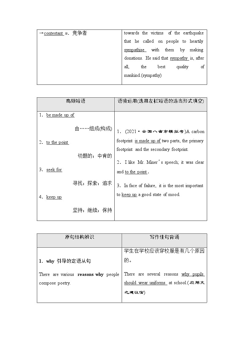 人教版高考英语一轮复习选择性必修第3册UNIT5 POEMS课时学案03
