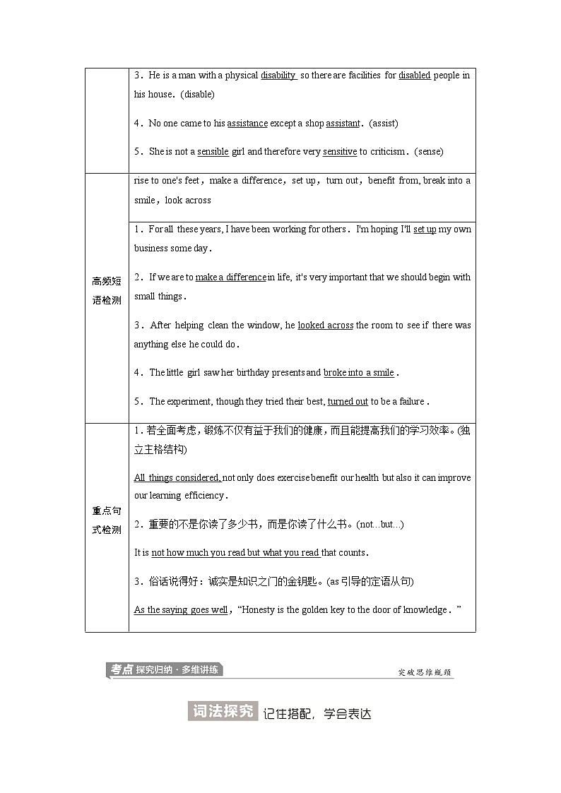外研版高考英语一轮复习必修第3册Unit2 Making a difference课时学案02