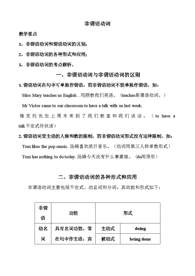 高中英语——非谓语动词练习（含答案）第1页