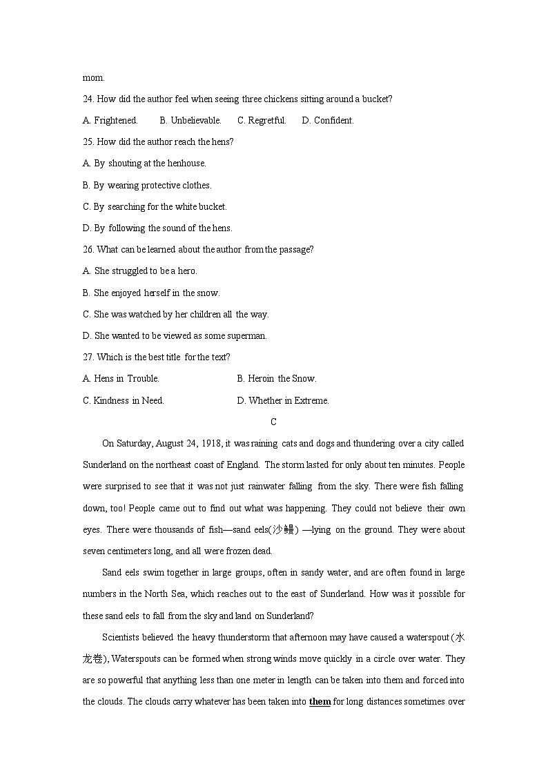 山东省部分市2023-2024学年高一上学期期中考试英语试题分类汇编：阅读理解第3页