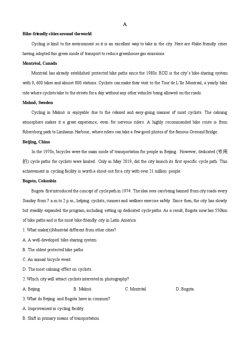 四川省内江市资中县第二中学2023-2024学年高二上学期12月月考英语试题（解析版）03