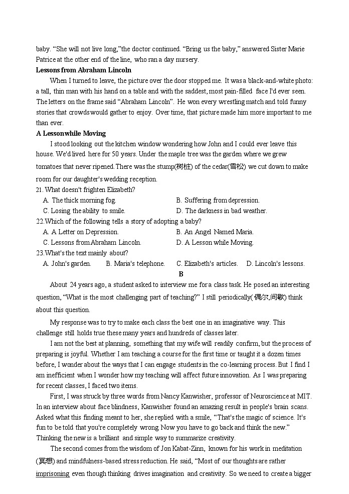 54，江苏省五市十一校2023-2024学年高二上学期12月阶段联测英语试卷03