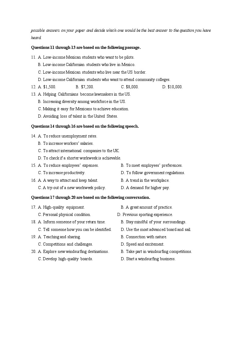 2024届上海市闵行区高三上学期学业质量调研一模英语试卷（含答案）02