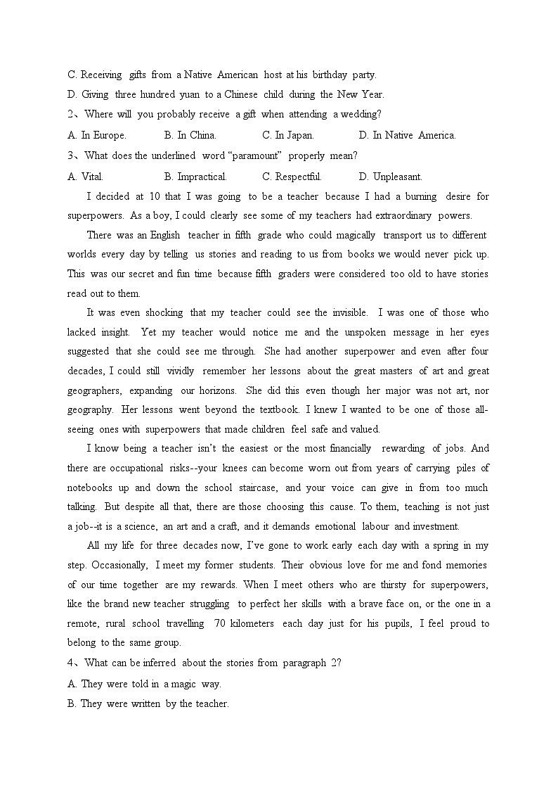 福建省福州第一中学2023-2024学年高二上学期第一学段（期中）考试英语试卷(含答案)02