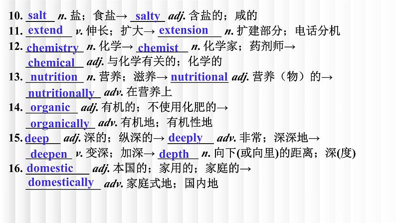 新人教版高中英语选择性必修一Unit5Working the land单元词汇复习课件第6页