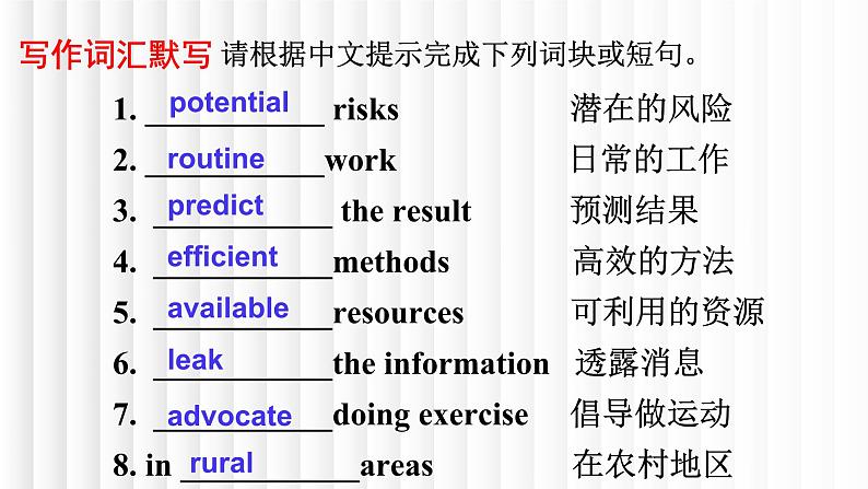 新人教版高中英语选择性必修一Unit2Looking into the future单元词汇复习课件第2页