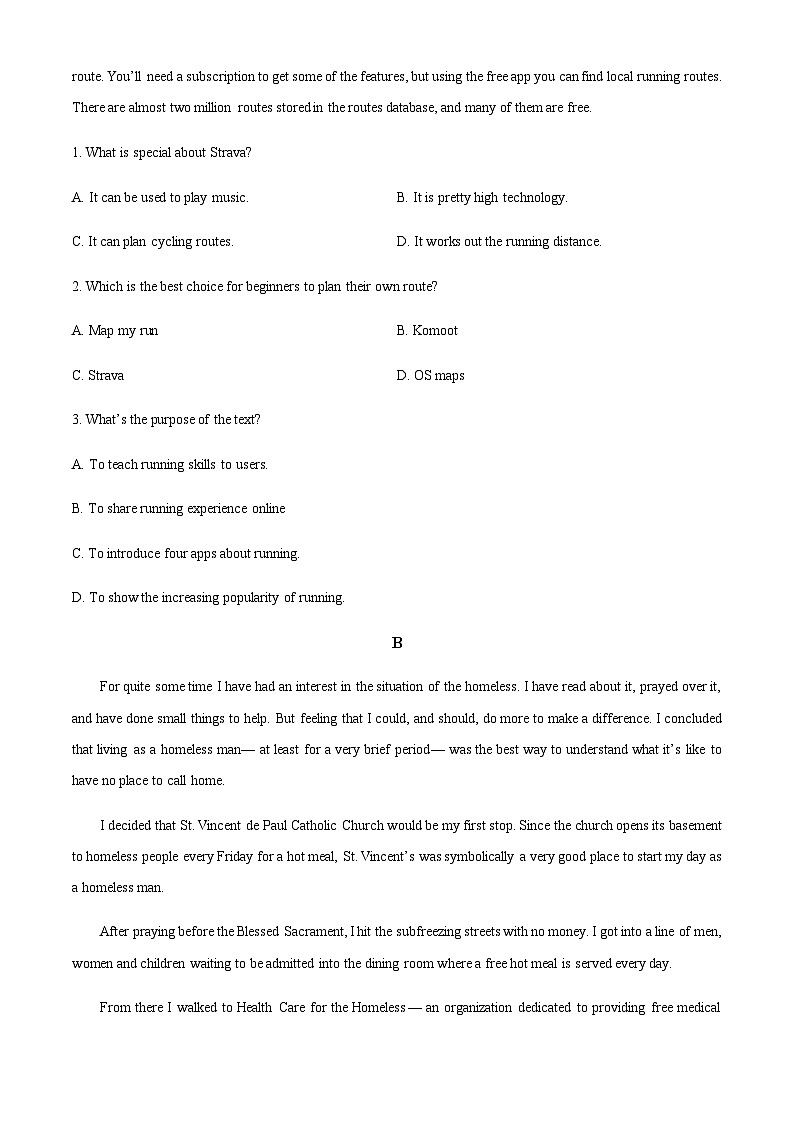 广东省广州市真光中学2023-2024学年高一上学期期中测试英语试题（原卷版）第2页