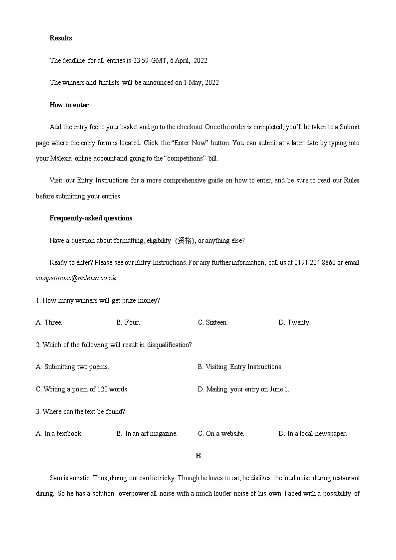2023-2024学年广东省深圳市红岭中学高一上学期第一学段考（期中）试英语试题含答案02