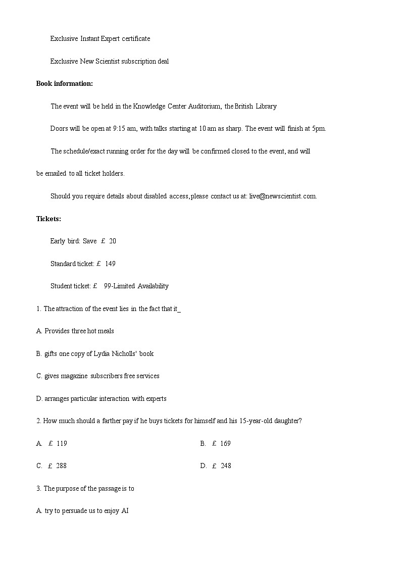 江苏省泰州市第二中学2023-2024学年高一上学期期中模拟英语试题（原卷版）第2页