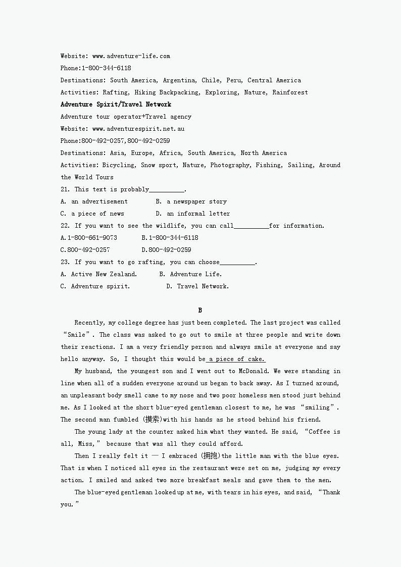 2020-2021年湖南省长沙市宁乡市高一英语上学期期中试卷及答案03