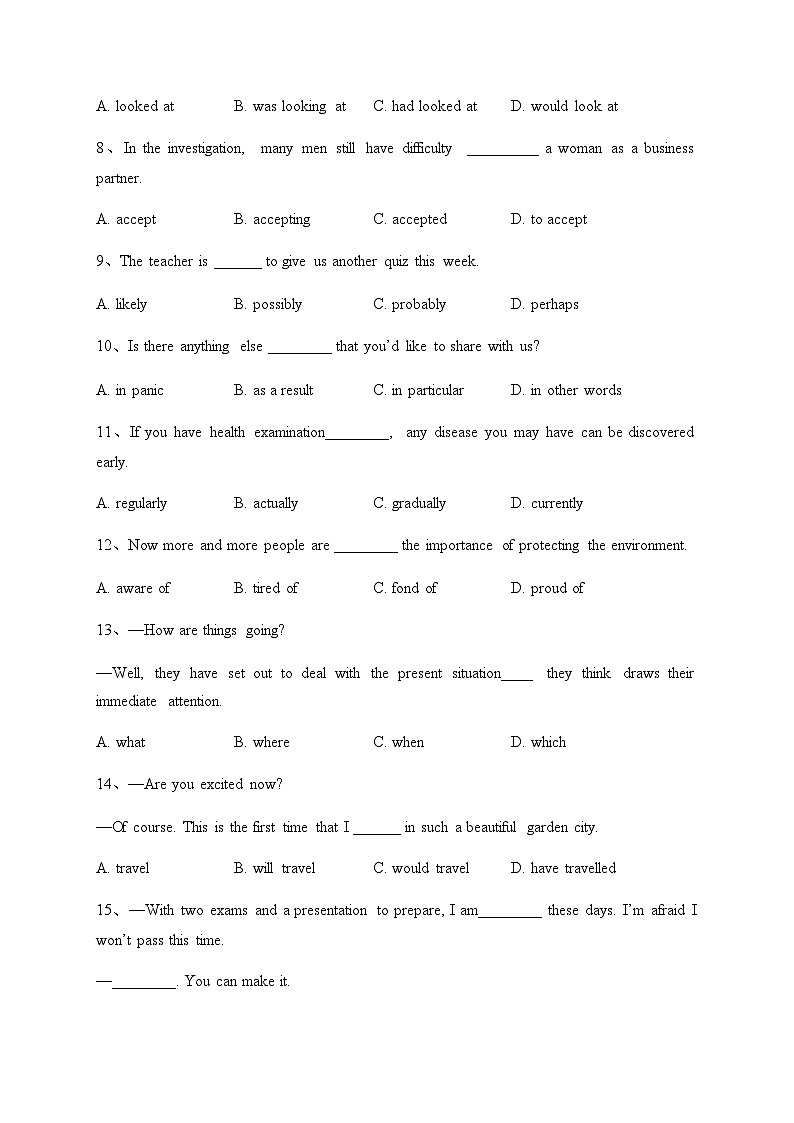 2023-2024学年天津市两校联考高一上学期11月期中英语试题含答案02