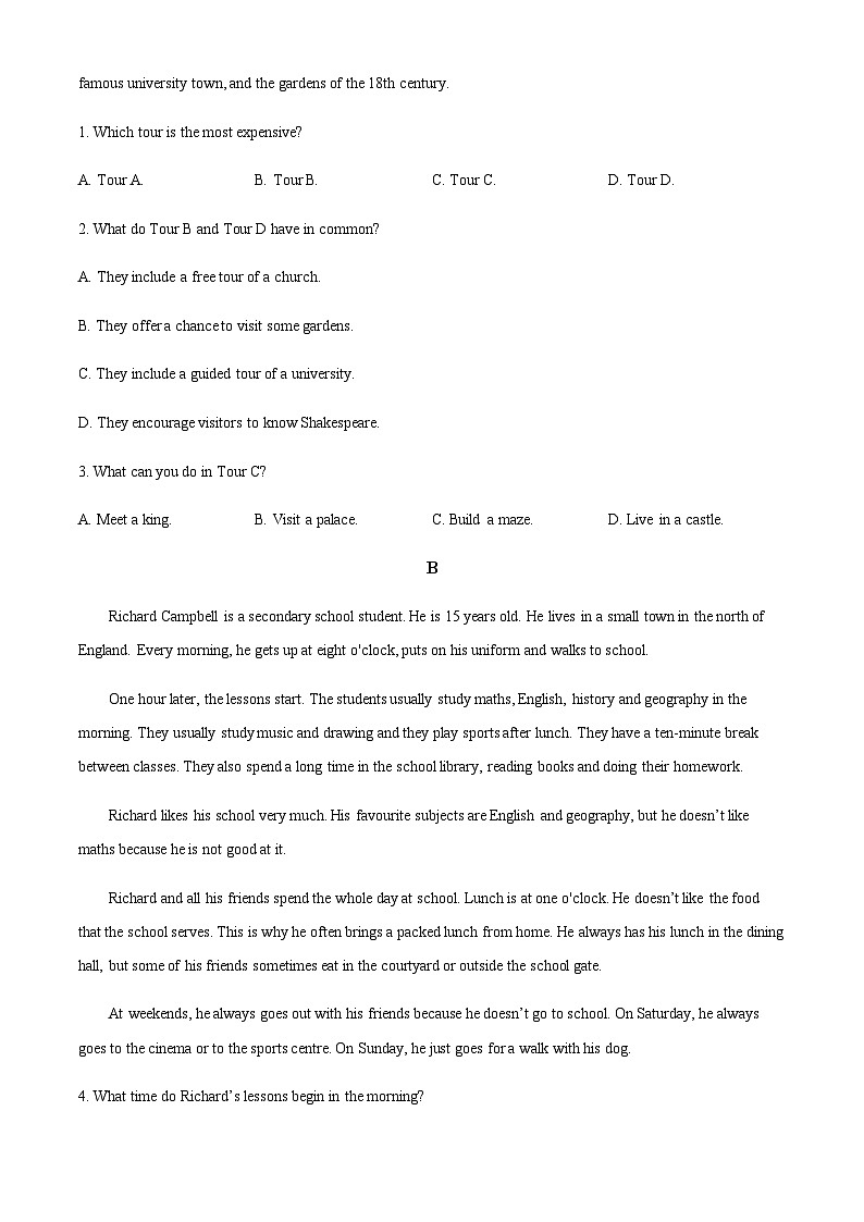 2022-2023学年广东省揭阳市普宁市勤建学校高一上学期期中考试英语试题含答案02