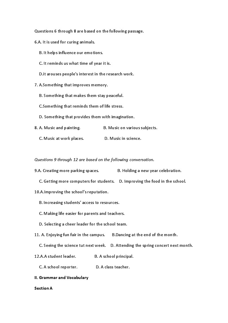 2022-2023学年上海市青浦区高一上学期期终学业质量调研测试英语试卷第2页