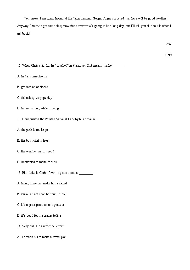 2023-2024学年北京市日坛中学高一上学期10月月考英语试题含答案03