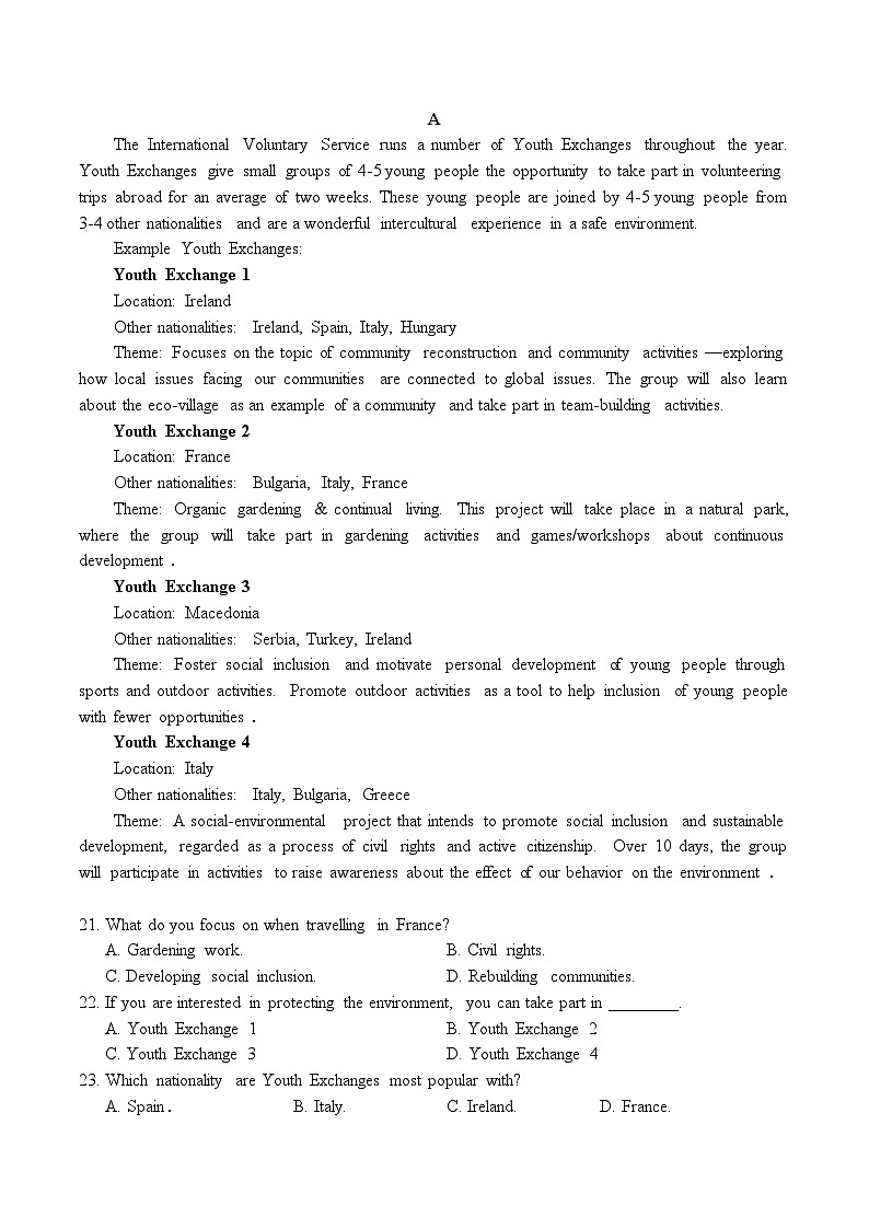 四川省南充高级中学2023-2024学年高一上学期12月月考英语试题（Word版附答案）03