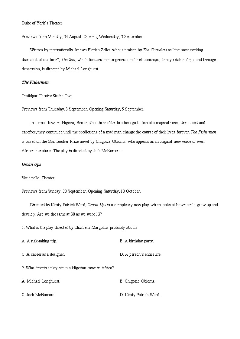 河南省潢川第一中学2023-2024学年高二上学期第一次月考英语试题（解析版）第2页