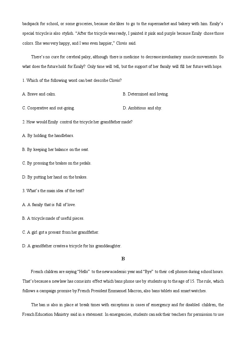 广东省广州市第八十九中学2023-2024学年高二上学期10月月考英语试题（原卷版）第2页