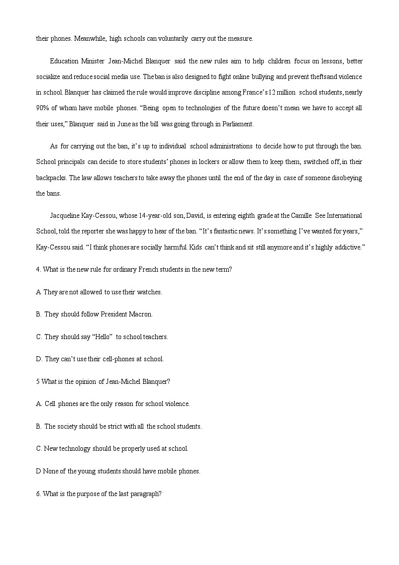 广东省广州市第八十九中学2023-2024学年高二上学期10月月考英语试题（原卷版）第3页