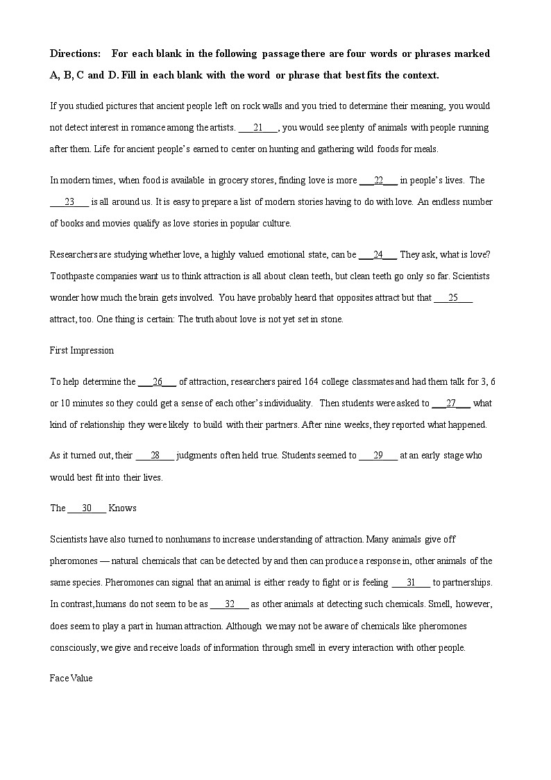 上海市行知中学2023-2024学年高二上学期第一次月考英语试卷（原卷版）第3页