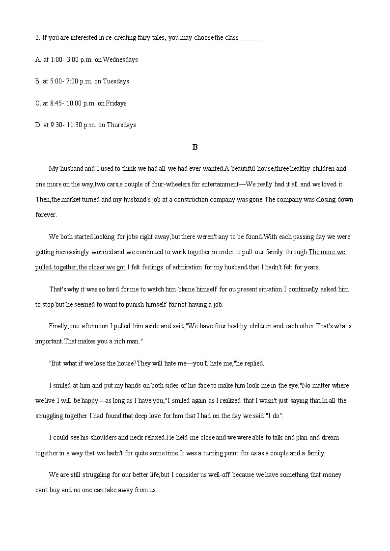 2023-2024学年广东省清远市第三中学高三级10月月考英语试卷（原卷版）第3页