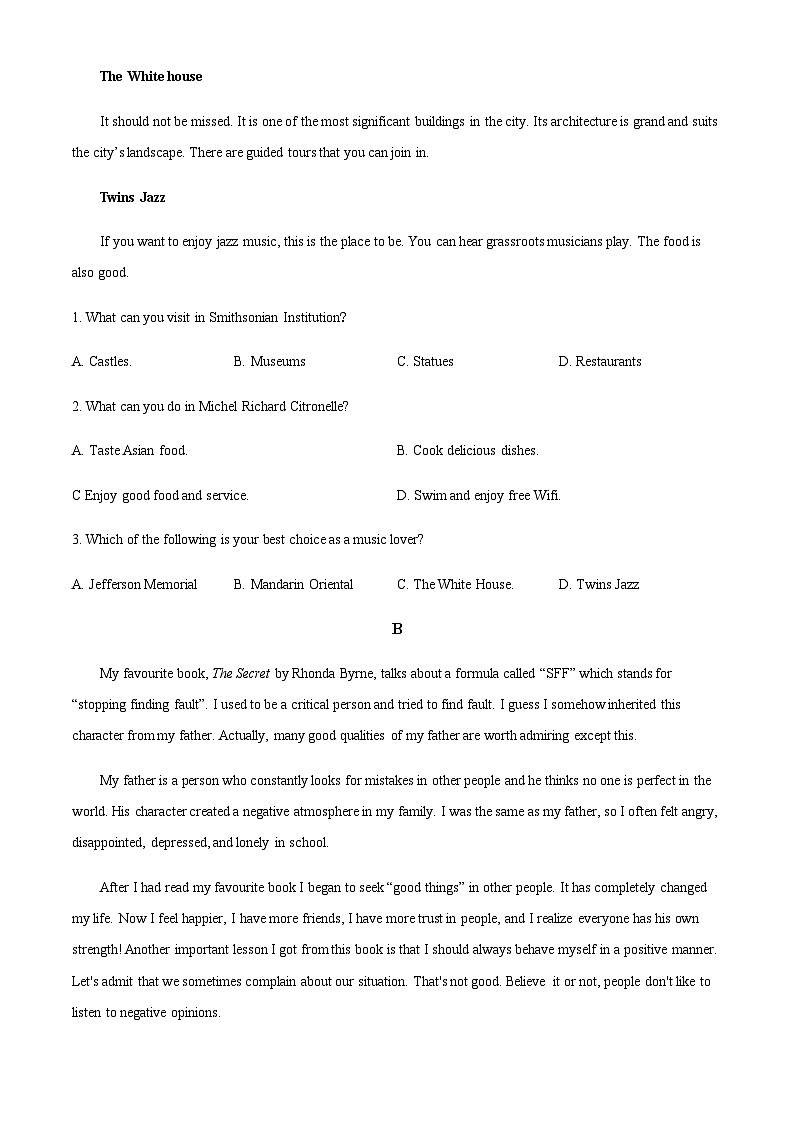 新疆若羌县中学2023-2024学年高三上学期学前考英语试题（原卷版）第2页