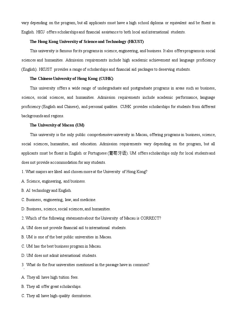 安徽省六安第一中学2023-2024学年高三上学期12月月考英语试题（解析版）第3页