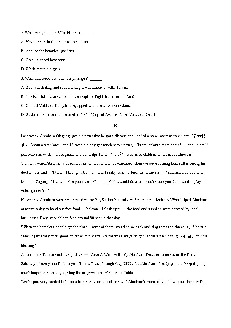 2023-2024学年重庆市乌江新高考协作体高二（上）期中英语试卷（含解析）02