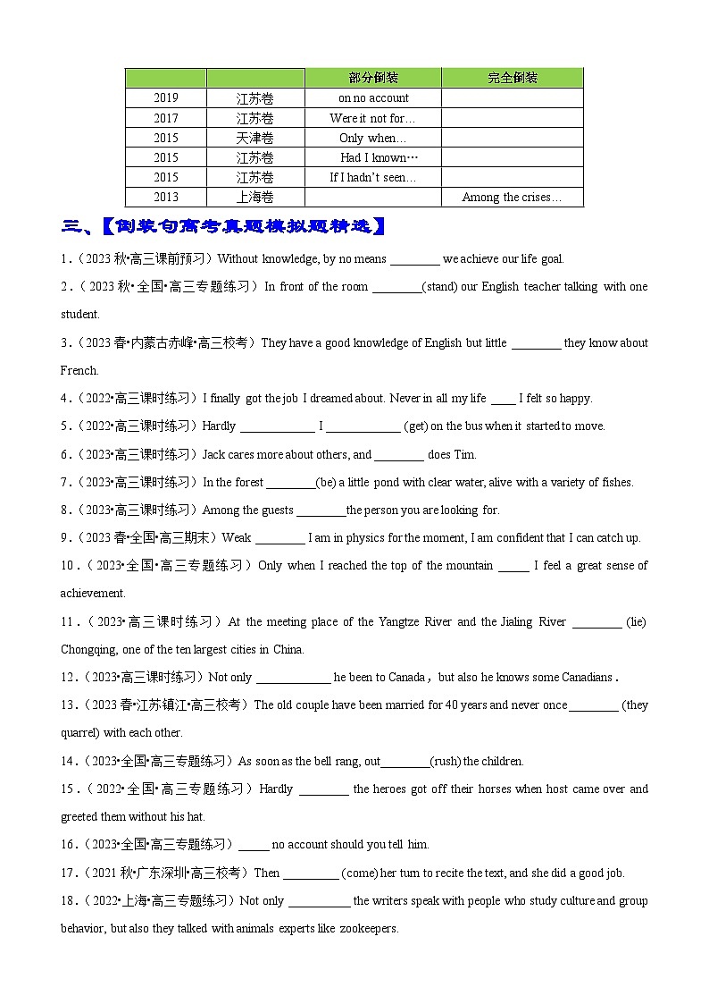 专题06 语法填空倒装句100题（精练） -高考英语一轮复习知识清单（全国通用）原卷版第2页