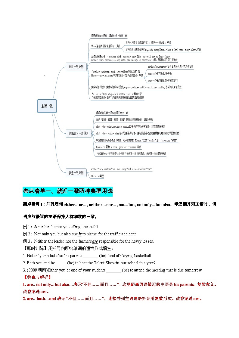 专题16 主谓一致典型用法归纳-（清单） -高考英语一轮复习知识清单（全国通用）解析版第2页