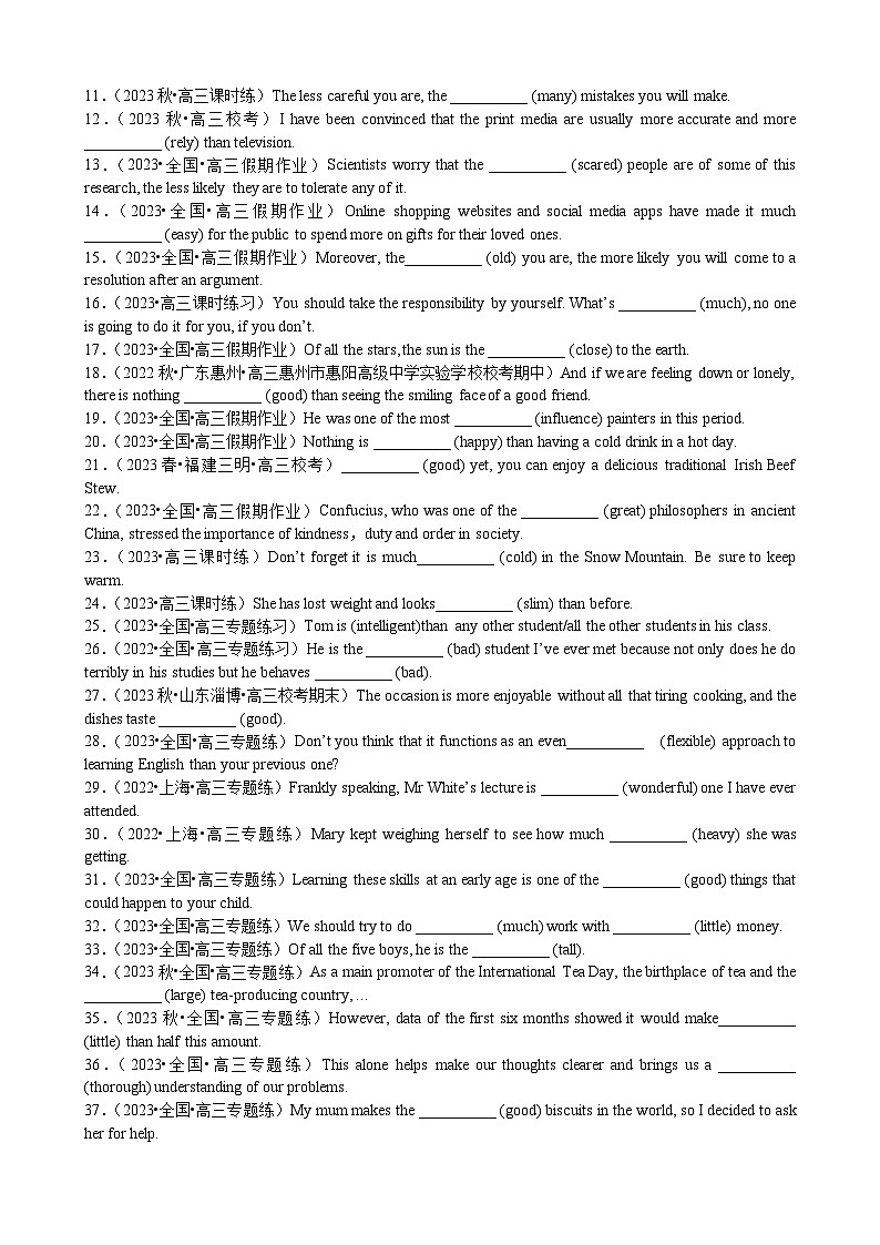 专题18 语法填空形容词副词比较等级100题（精练） -高考英语一轮复习知识清单（全国通用）原卷版第2页
