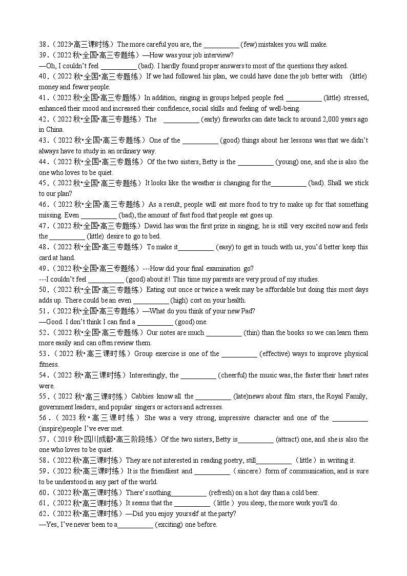 专题18 语法填空形容词副词比较等级100题（精练） -高考英语一轮复习知识清单（全国通用）原卷版第3页