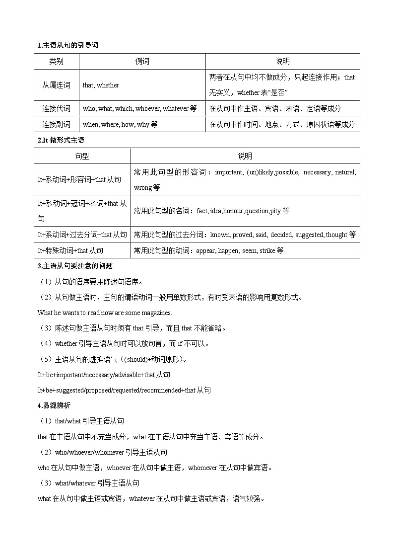 知识串讲02 名词性从句考点归纳及练习-2023-2024学年高二英语上学期期末常考题型突破（人教版）03