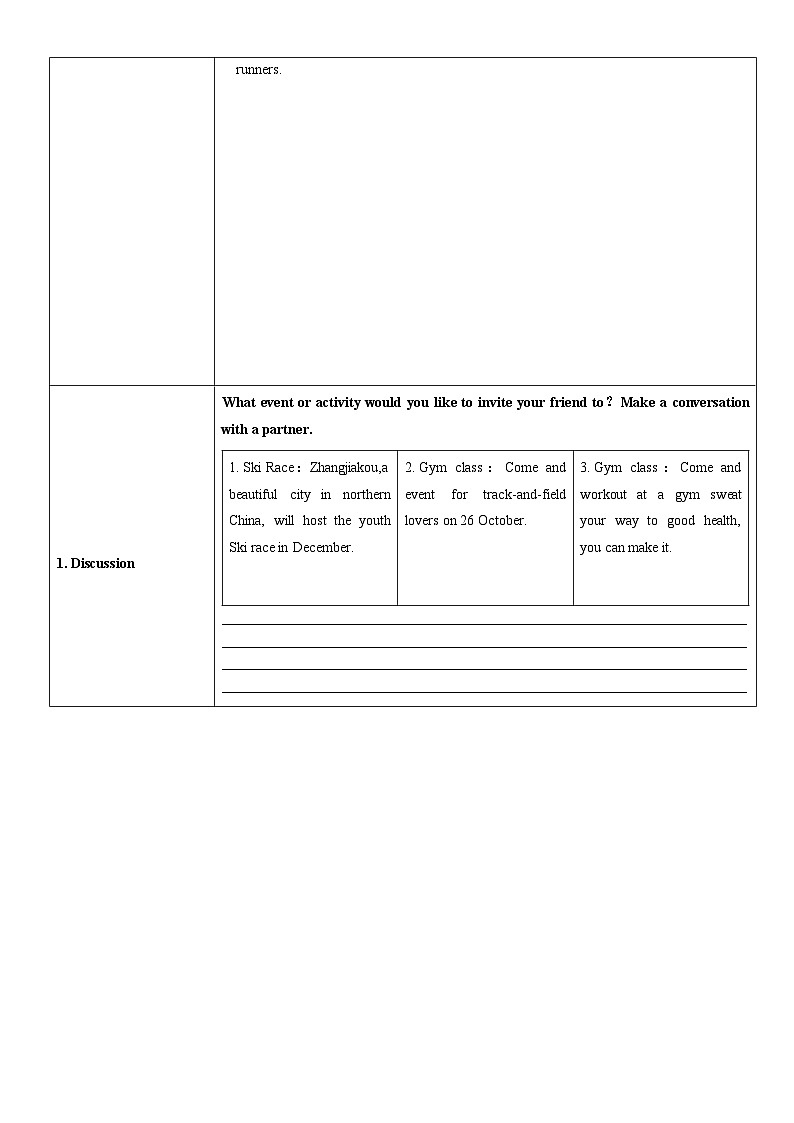 Unit 3 Sports and Fitness Using language 导学案  人教版高中英语必修第一册第2页