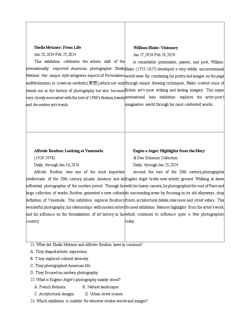 英语-2024届河南省郑州市高三上学期一模考试第3页