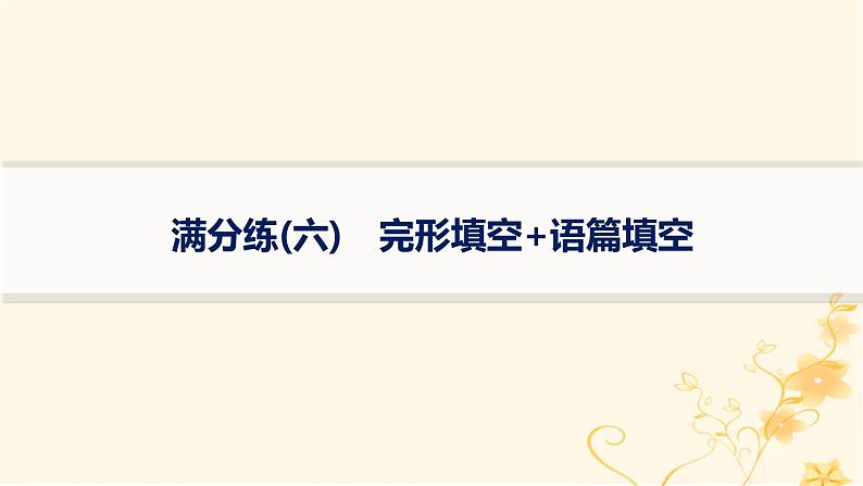 适用于新高考新教材2024版高考英语二轮复习题组限时满分练6完形填空+语篇填空课件第1页