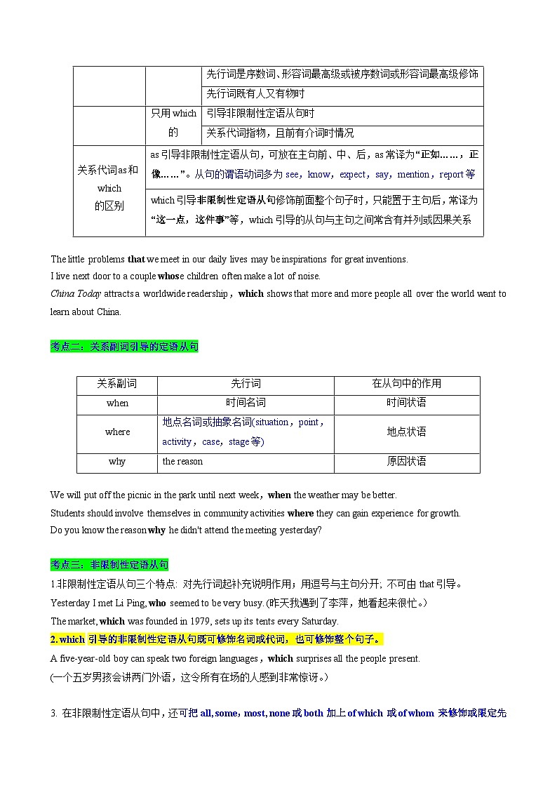 【寒假作业】人教版2019 高中英语 高二寒假巩固提升训练 专题04 定语从句复习（知识讲解 高考必考题型练习）-练习.zip02