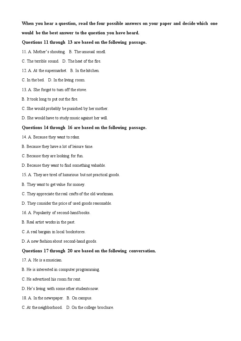 2022-2023学年上海市复旦大学附属中学高一下学期期末考试英语试题02