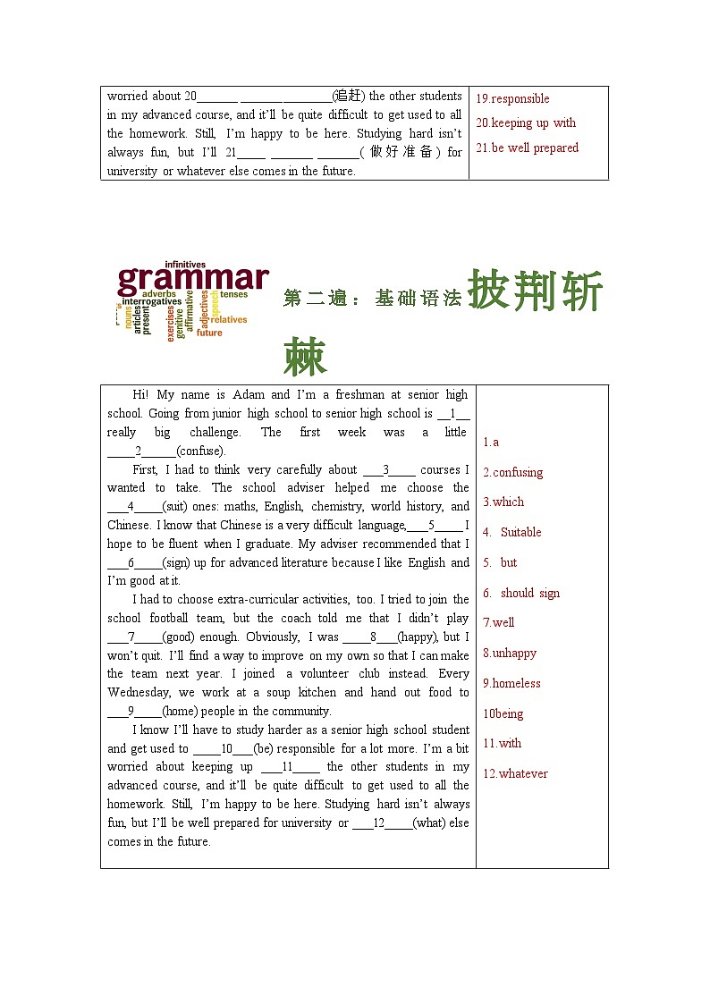 Unit1 Teenage Life高中英语挖掘文本深度练习（基于词、法、句）人教版必修一03