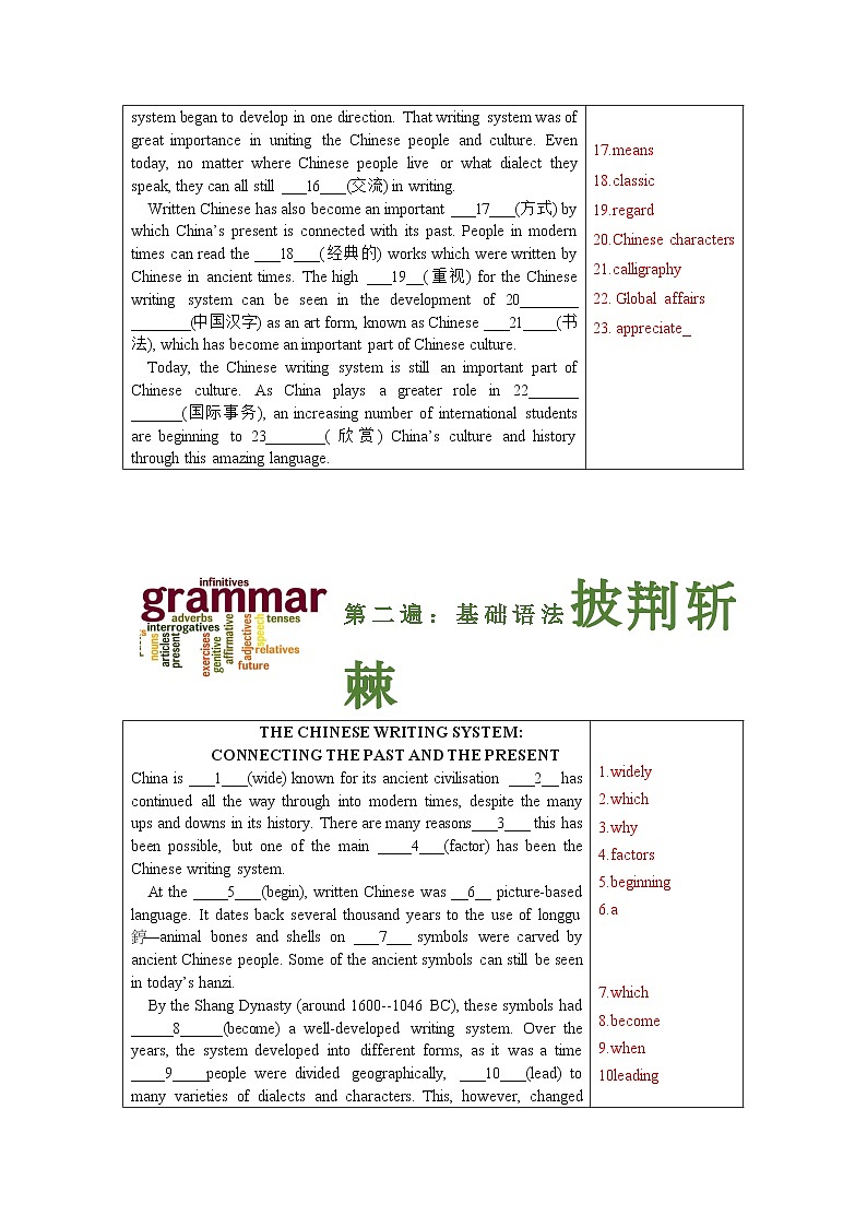 人教版高中英语挖掘文本深度学习 必修一 Unit5   (答案版)第3页