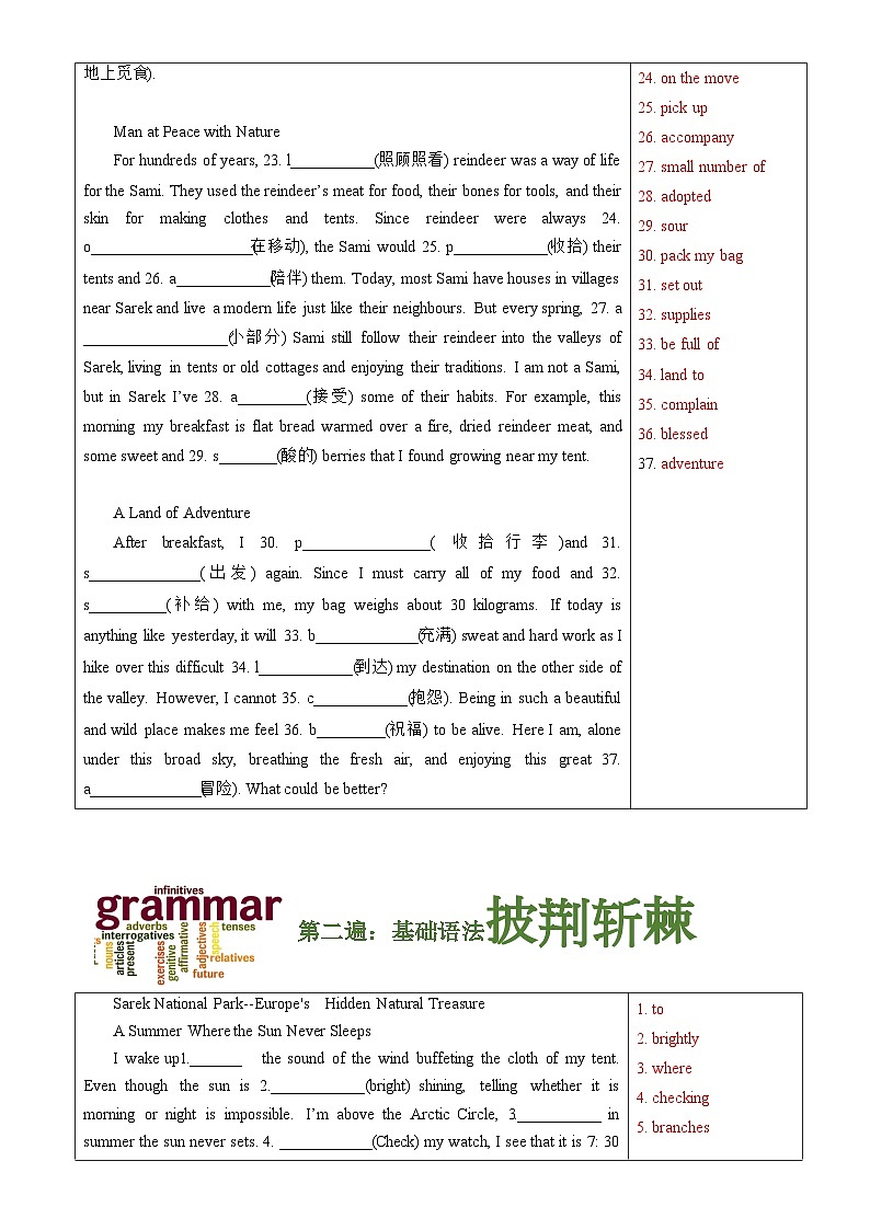 Unit3 Fascinating parks-高中英语挖掘文本深度练习（基于词、法、句）人教版选择性必修一03