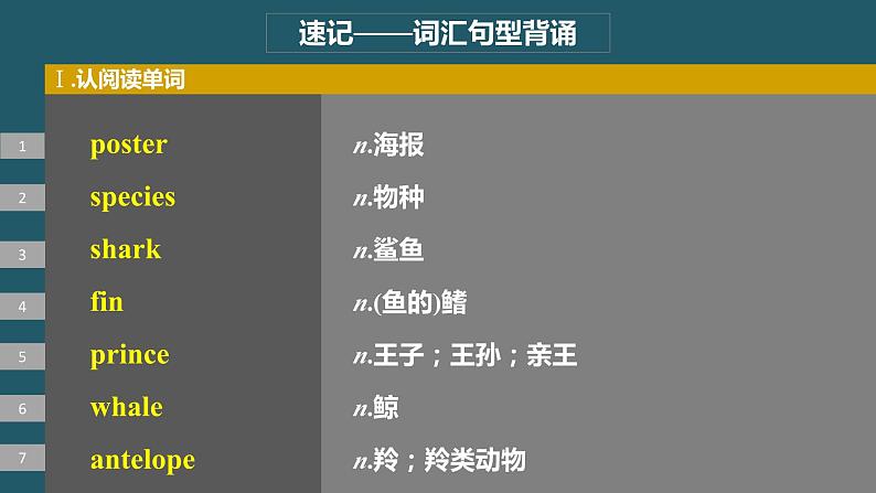 2024年高考英语一轮复习课件（新人教版） 第1部分 教材知识解读 必修第二册 Unit 2　Wildlife Protection06