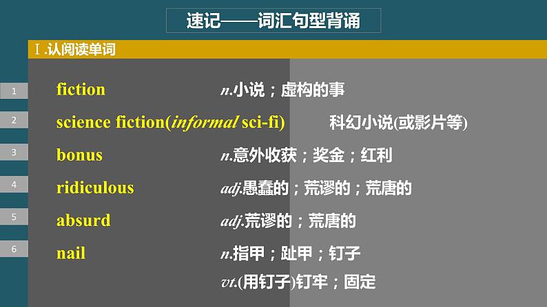 2024年高考英语一轮复习课件（新人教版） 第1部分 教材知识解读 选择性必修第四册 Unit 1   Science Fiction06