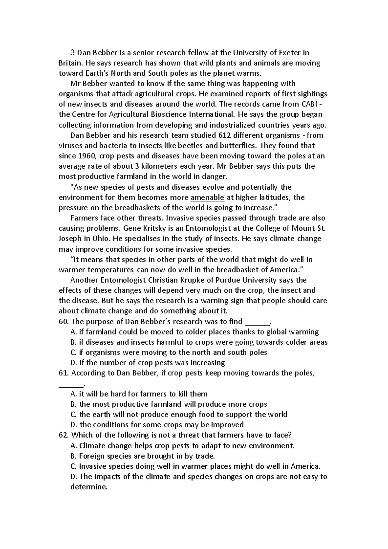 高考英语二轮专题复习提升精选：阅读理解17第3页