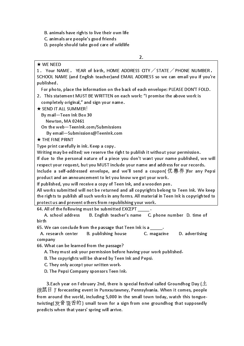 高考英语二轮专题复习提升精选：阅读理解18第2页