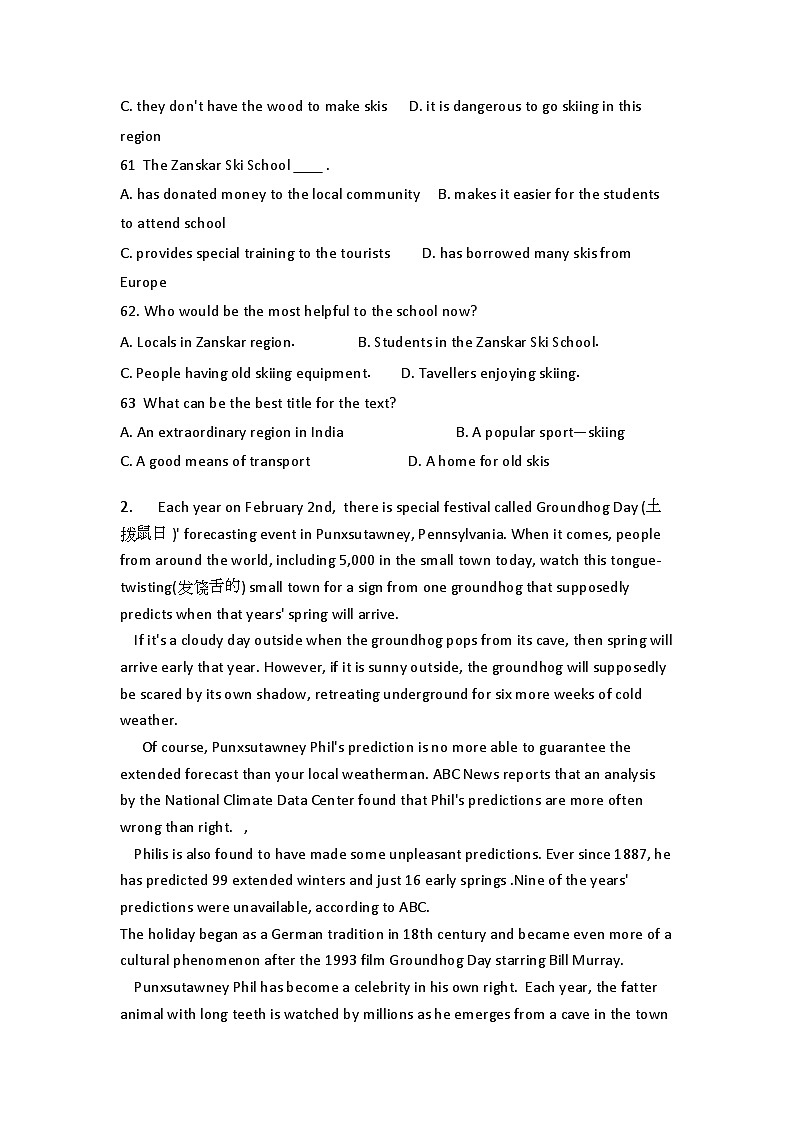 高考英语二轮专题复习提升精选：阅读理解43第2页