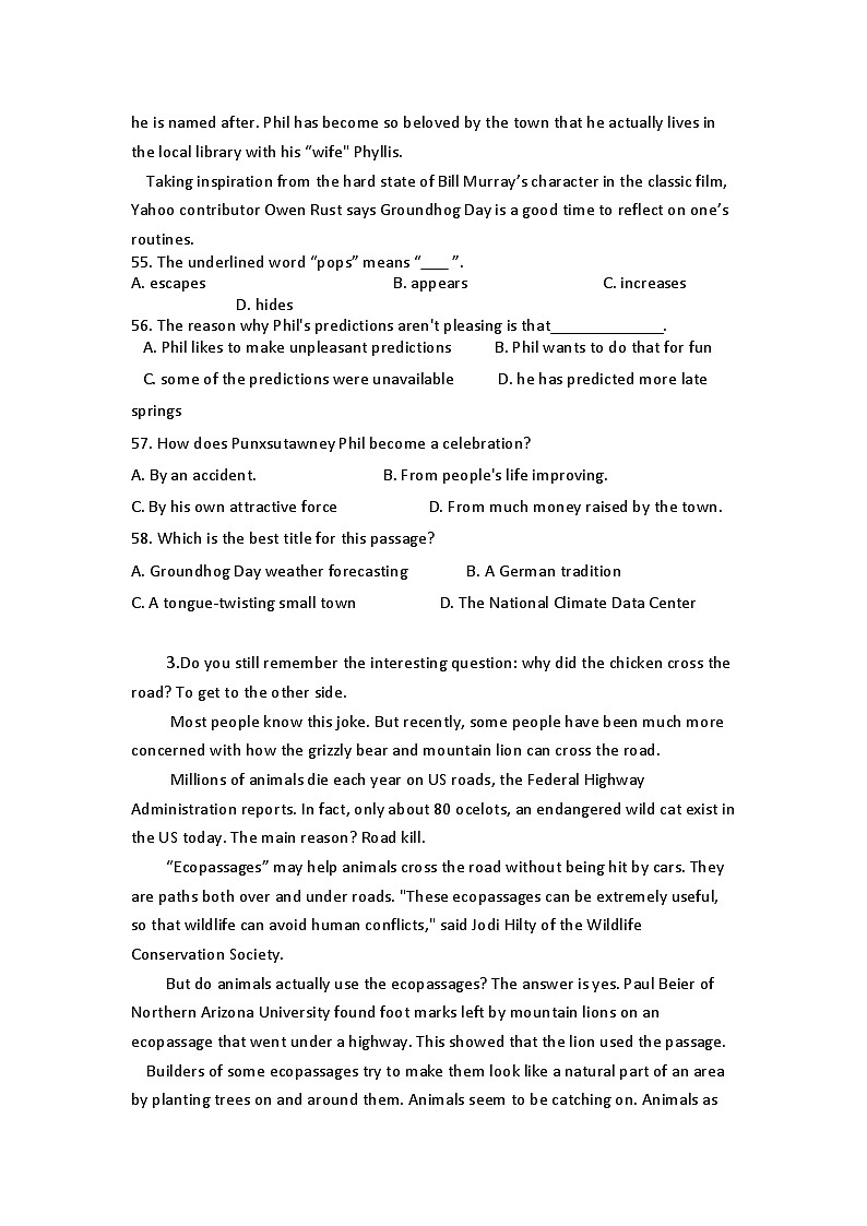 高考英语二轮专题复习提升精选：阅读理解43第3页